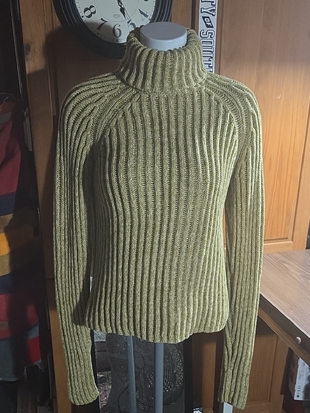 J. Crew Olive Green Ribbed Turtleneck Sweater